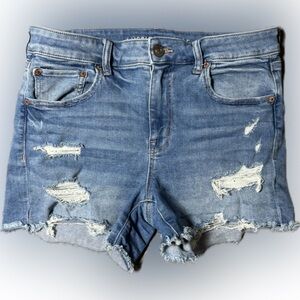 American Eagle Outfitters Blue Distressed Jean Shorts Women Size 12